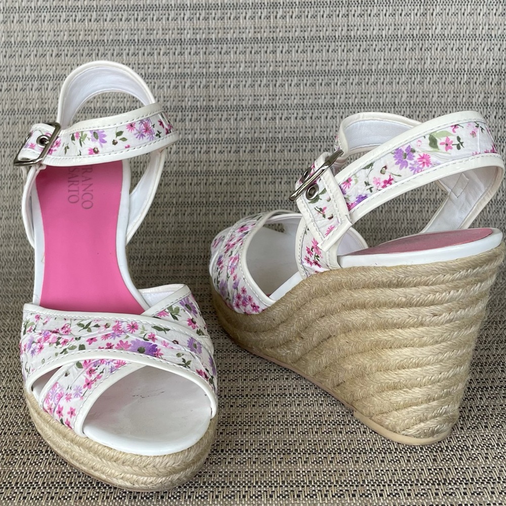 Franco Sarto Nile Wedges Fabric Leather Floral Size 9
